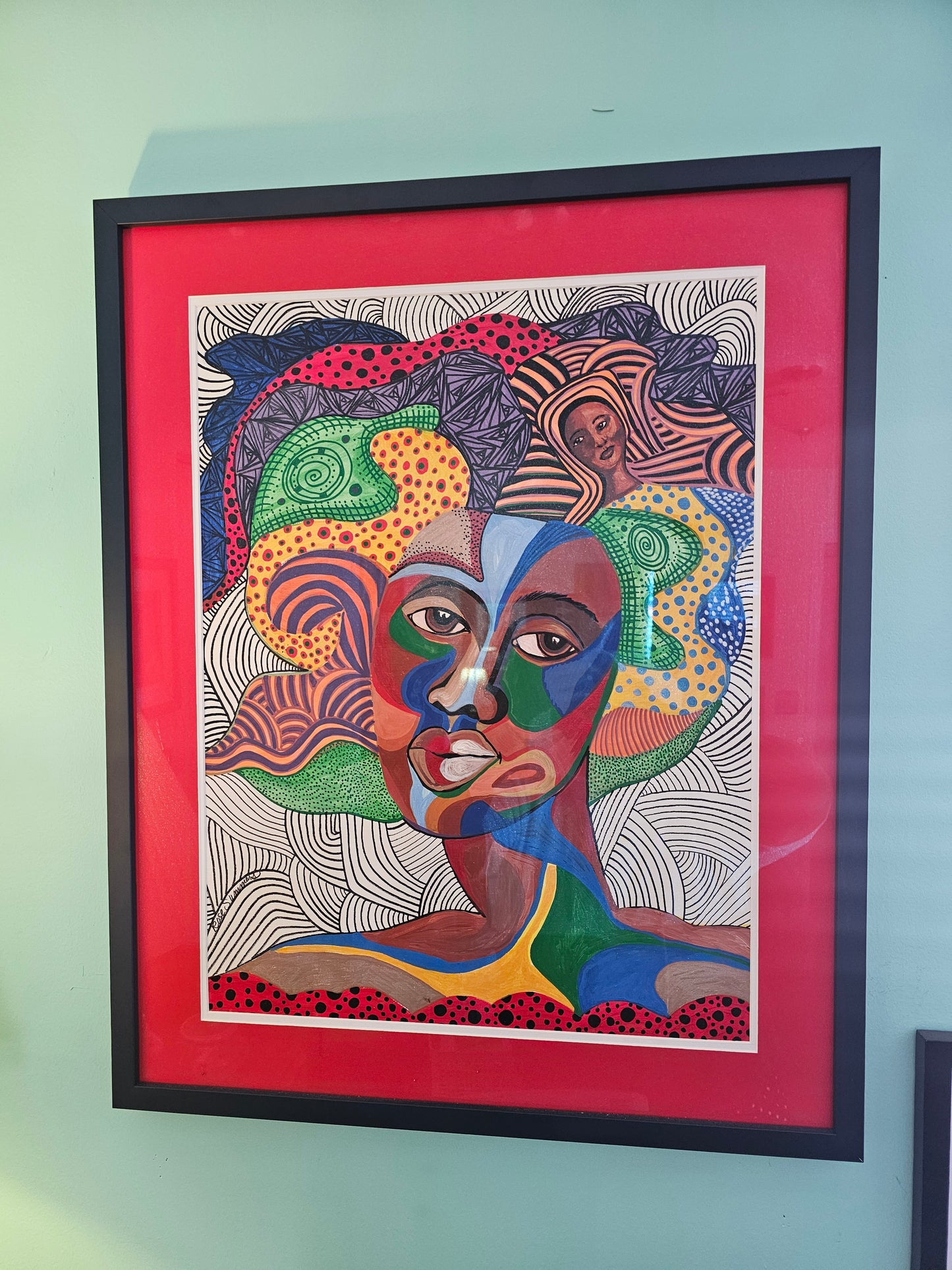 Changed my Mind! Framed and ready to hang. Acrylic paint pens