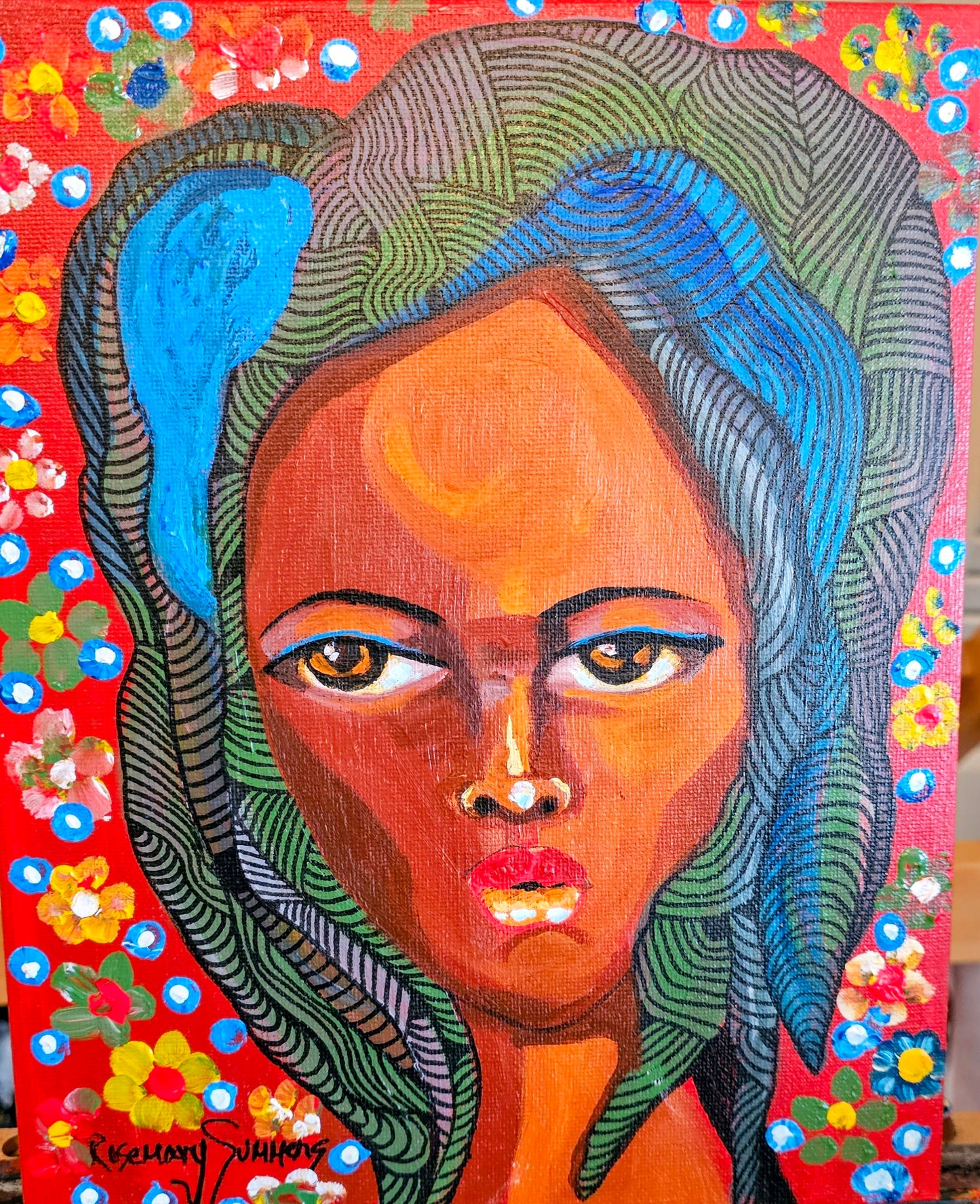 She Blooms Anyway! 8x10 inches-acrylic on canvas board