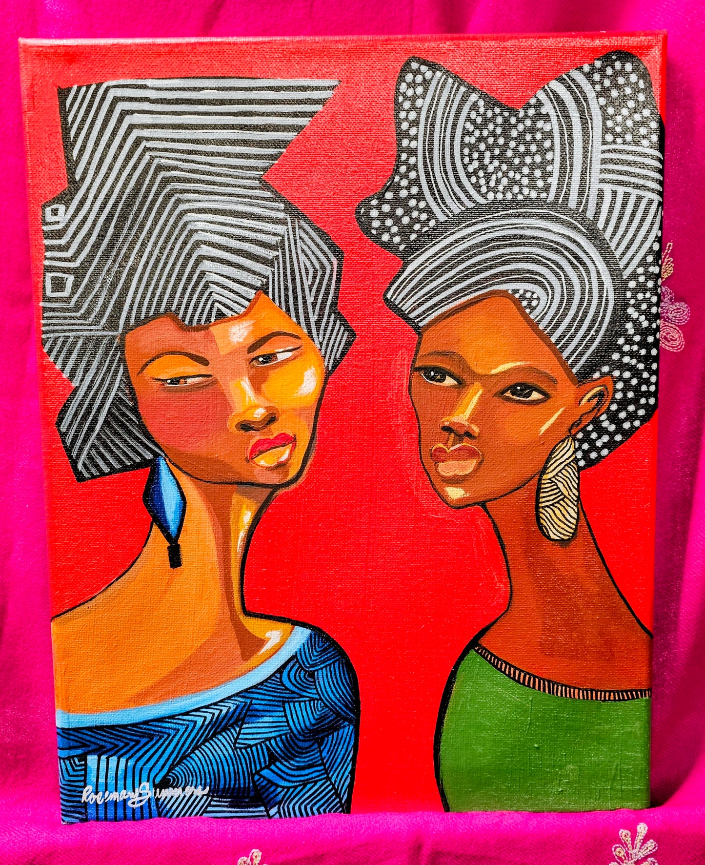 "Momma I Got You!" Zentangle series- 11x14 inches - Acrylic on canvas
