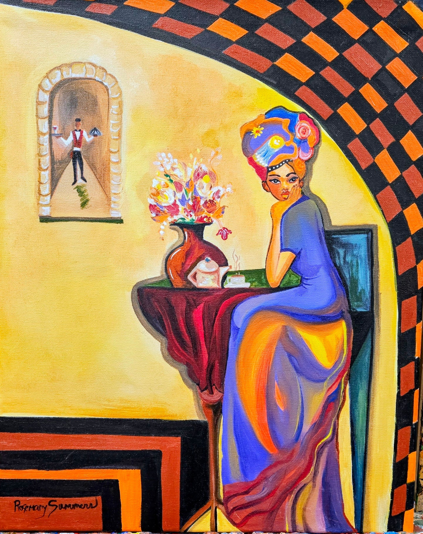 "Tea Time" 26x20 inches/acrylic on canvas-original