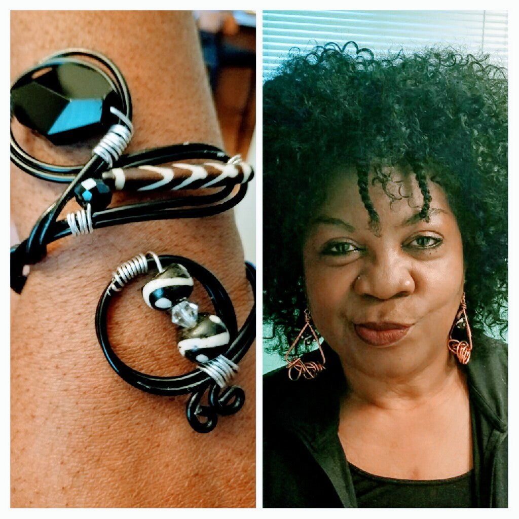 Batik & Onyx wire cuff-SOLD!