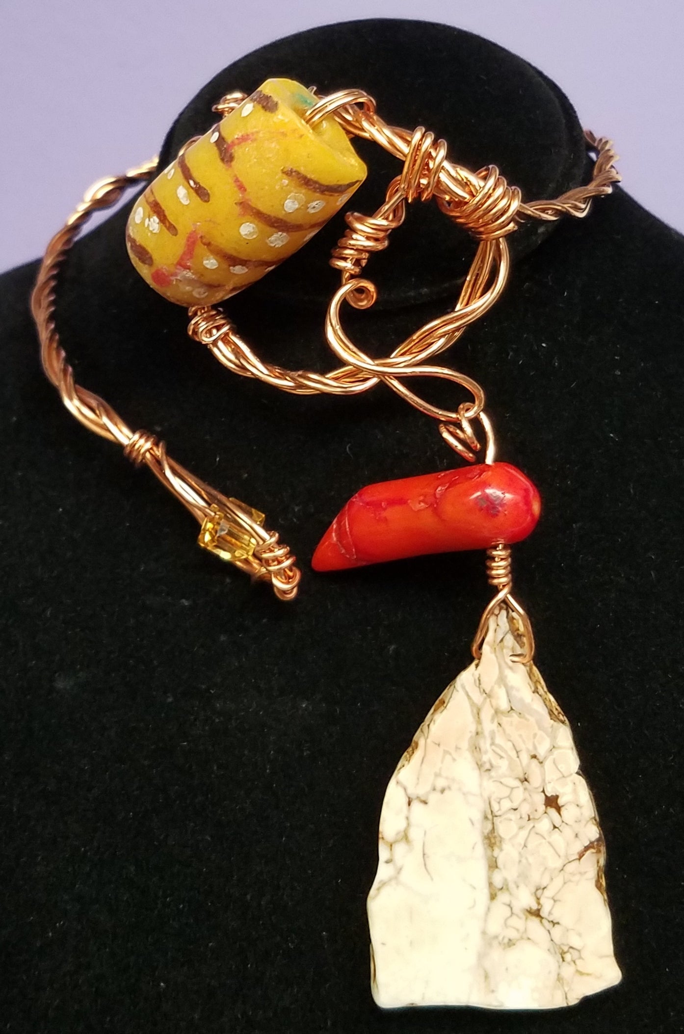 Slab of Jasper stone and Copper wire cuff SOLD!
