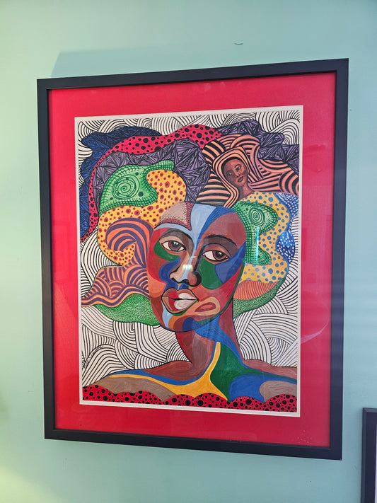 Changed my Mind!  Framed and ready to hang.  Acrylic paint pens