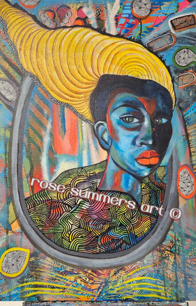 Walking Thru Ghana  24x36  acrylic