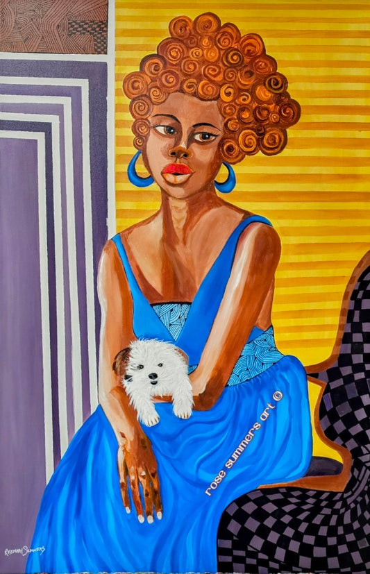 Jasmine and her pup! 24x36 inches acrylic