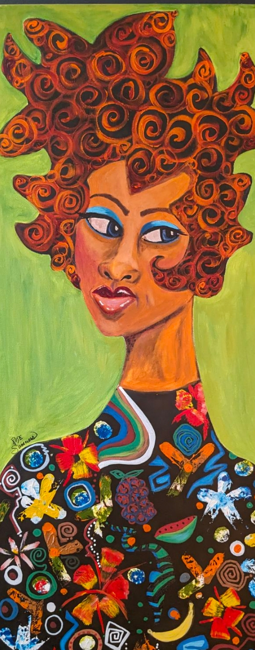 Woman with Copper Hair!original, acrylic, 20x36 inches