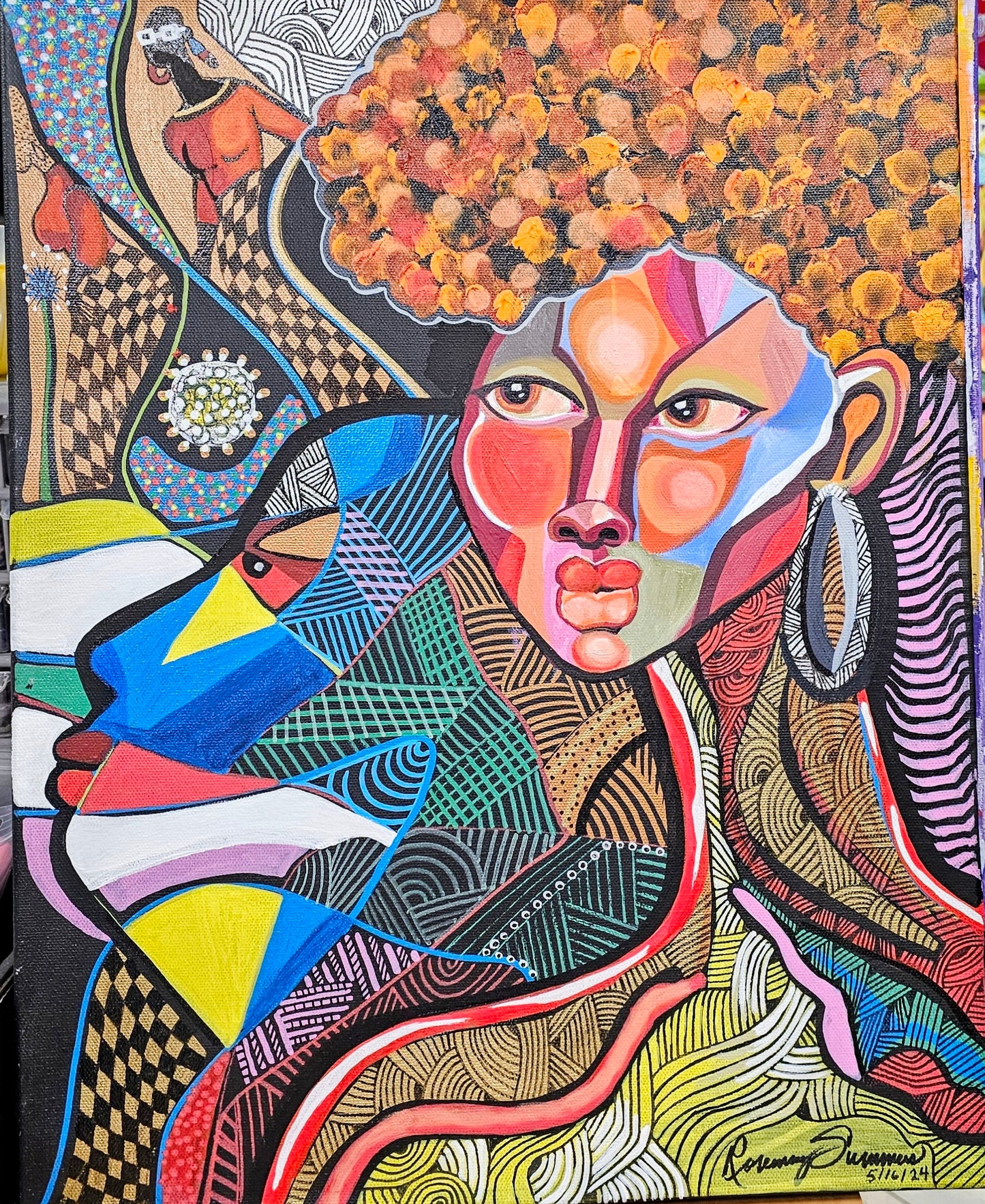 Tignon Woman 1790 Louisiana — “Under the Tignon” Series Original acrylic, painting - 16 x20 inches on gallery wrapped canvas