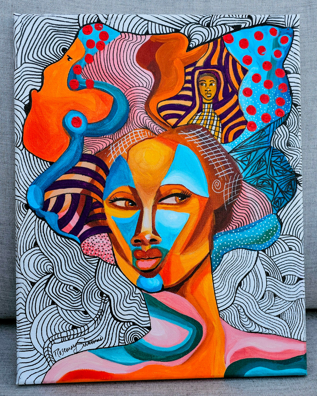 Sista Hat 2026 (series #1) 11x14 inches Acrylic and pen