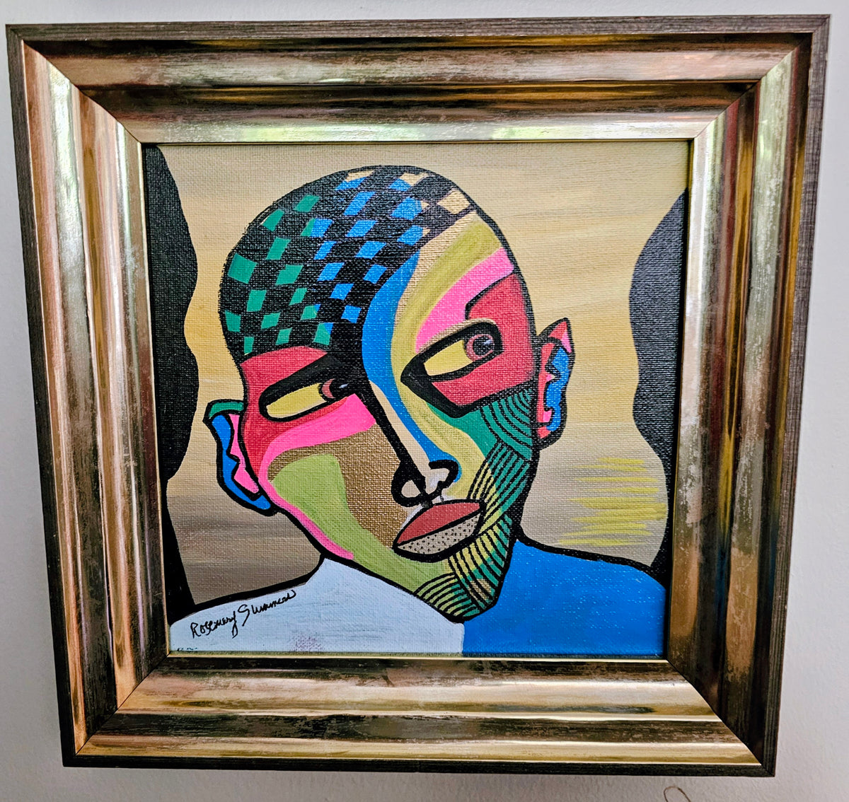Mr. Suspicious.
 Framed 10x10 inches/acrylic