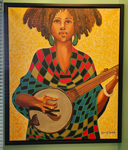 Banjo Girl!  16 x 20 inches framed/acrylic