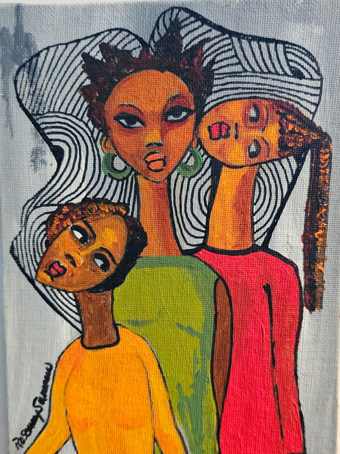 The Kute Family Series #3 -acrylic on canvas 5x7 inches