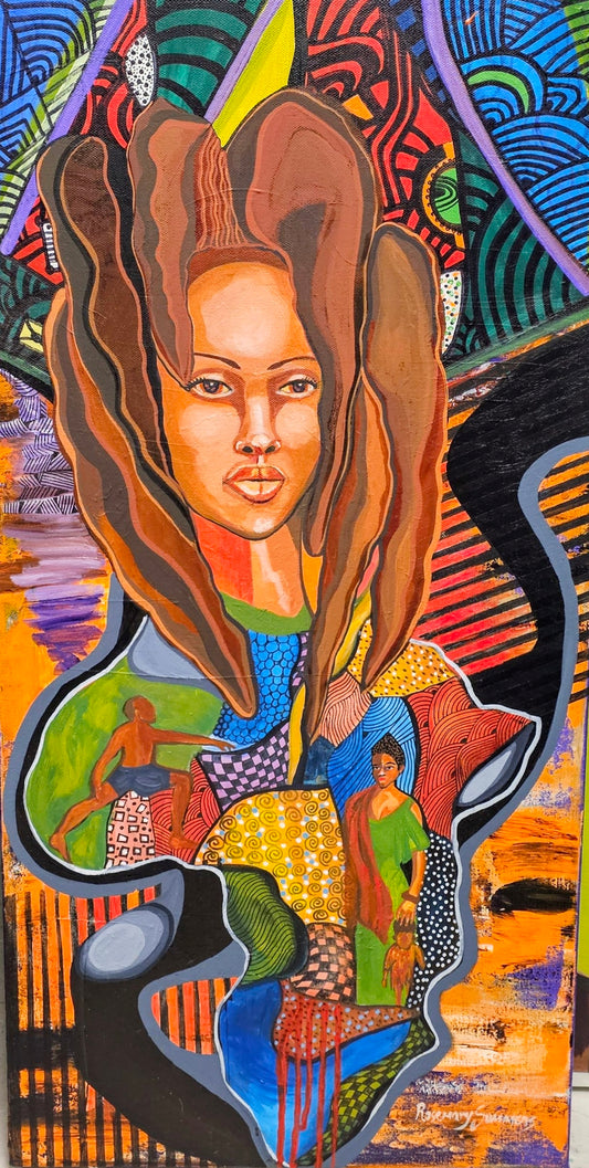 Embracing Africa!  15x30 inches/acrylic