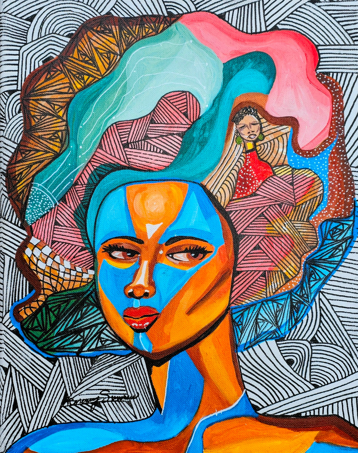 Sista Hats #4 acrylic on canvas - 11x14 inches