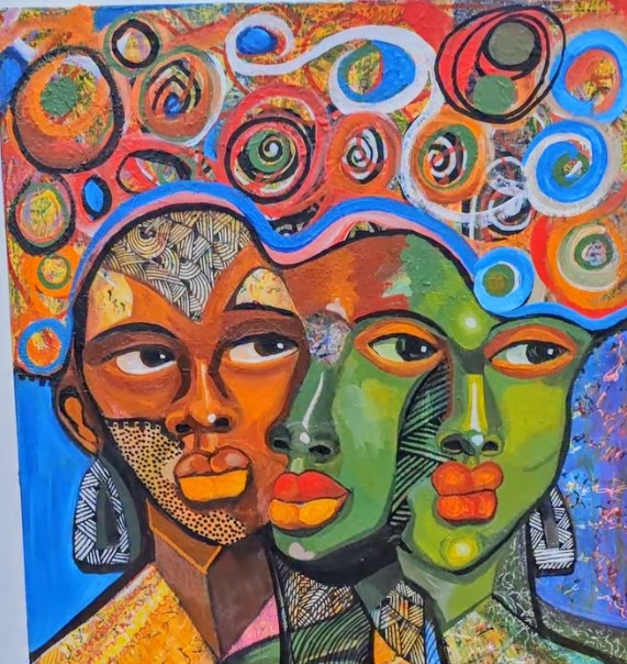 Three Shades of Grace! "The Sister Connection" 16x20 inches-acrylic on canvas
