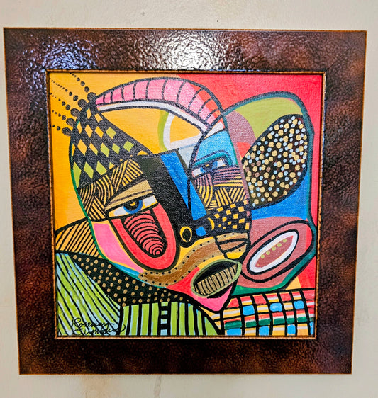 Twins for the Win! Size: 10 x 10 inches framed- paper backed and ready to hang. Original painting in acrylic