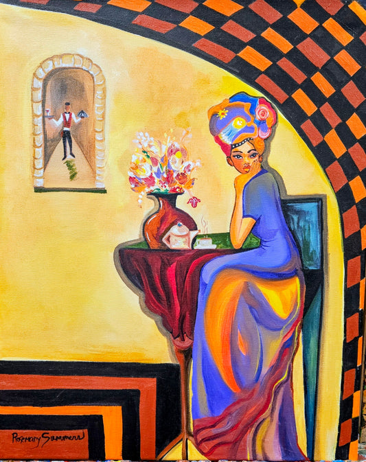 "Tea Time"  26x20 inches/acrylic on canvas-original