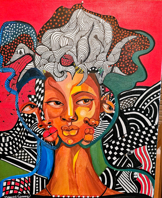 'The Many Faces of Gertrude' A homage to the brilliant black women of NASA.   16x20 inches-acrylic on canvas- original painting comes with certificate of authenticity and artist biography