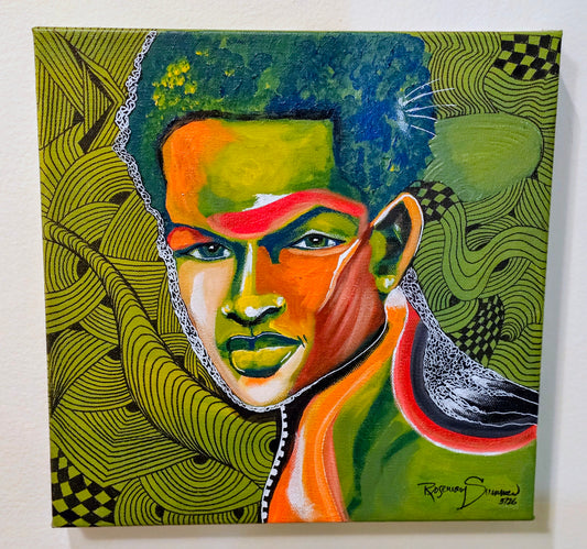 Jelani — “Mighty” or “Powerful” 12x12 inches/acrylic
Origin: Kenya / Tanzania
A Swahili name that carries dignity and strength.