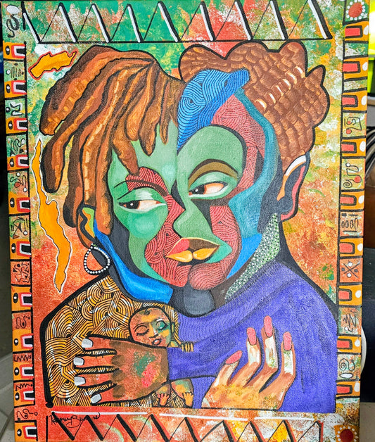 Love Connection series-And Three Makes Four! 16 x 20 inches acrylic